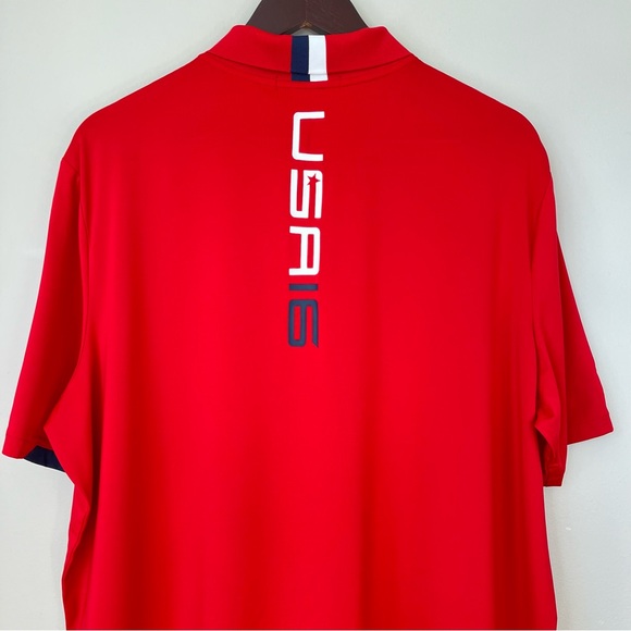 RLX Ralph Lauren Mens XL Red USA 2016 Ryder Cup Red Golf Shirt Performance Wear - Picture 10 of 13